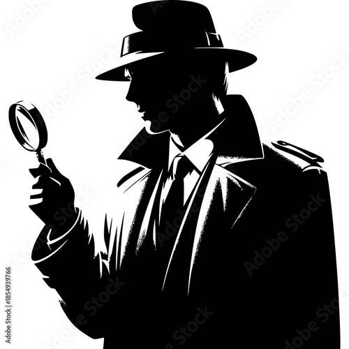 Silhouette illustration of a stylish man wearing a hat and cigar in a retro gangster style
