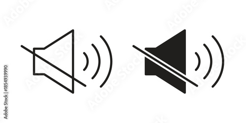 Mute sound icons or logo design isolated sign symbol vector illustration - high quality line style vector