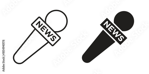 News microphone icons or logo design isolated sign symbol vector illustration - high quality line style vector