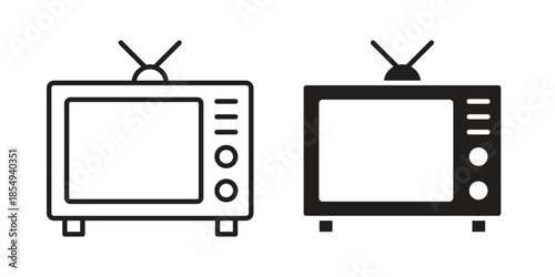Old television icons or logo design isolated sign symbol vector illustration - high quality line style vector