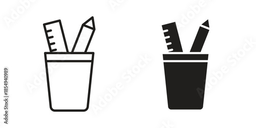 Pencil holder icons or logo design isolated sign symbol vector illustration - high quality line style vector