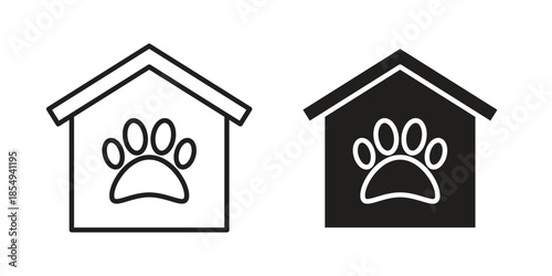 Pet shelter icons or logo design isolated sign symbol vector illustration - high quality line style vector