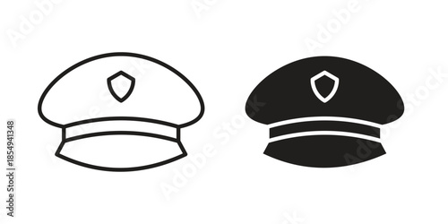 Police cap icons or logo design isolated sign symbol vector illustration - high quality line style vector