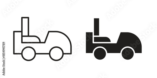 Pushing car icons or logo design isolated sign symbol vector illustration - high quality line style vector