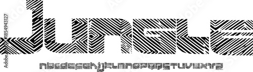 Jungle Striped Modern Display Font – Clean Geometric Alphabet Typeface with Horizontal Line Texture for Tech Branding, Posters & Contemporary Graphic Design