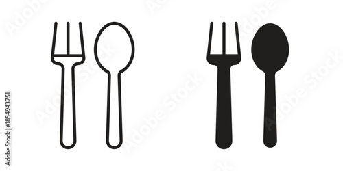 Spoon and Fork icons or logo design isolated sign symbol vector illustration - high quality line style vector