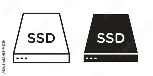 SSD drive icons or logo design isolated sign symbol vector illustration - high quality line style vector
