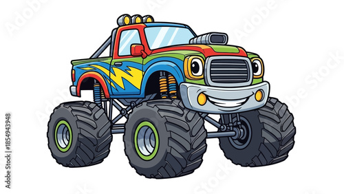 Colorful Monster Truck Vector Graphic.