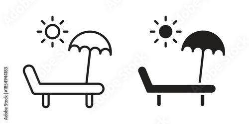 Sun bed icons or logo design isolated sign symbol vector illustration - high quality line style vector
