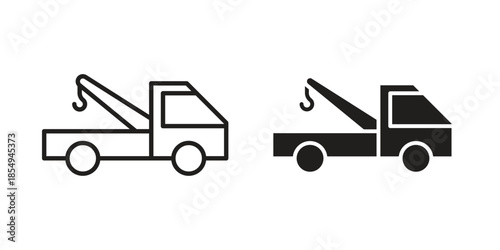 Tow truck icons or logo design isolated sign symbol vector illustration - high quality line style vector