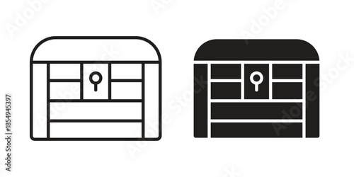 Treasure chest icons or logo design isolated sign symbol vector illustration - high quality line style vector