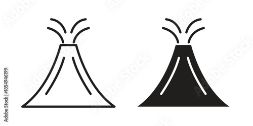 Volcano eruption icons or logo design isolated sign symbol vector illustration - high quality line style vector