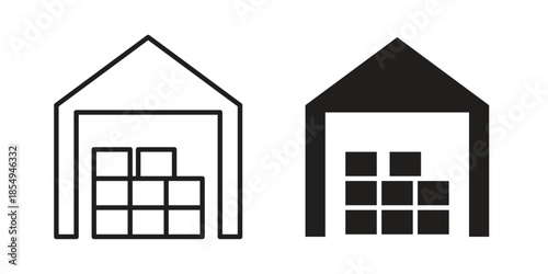 Warehouse icons or logo design isolated sign symbol vector illustration - high quality line style vector