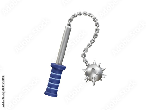 Medieval Flail with Spiked Ball and Chain icon illustration 3d