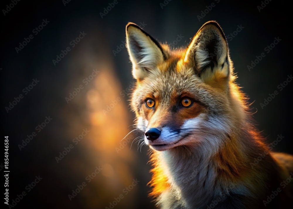 Fototapeta premium Majestic Fox in Dramatic Spotlight, Wildlife Photography