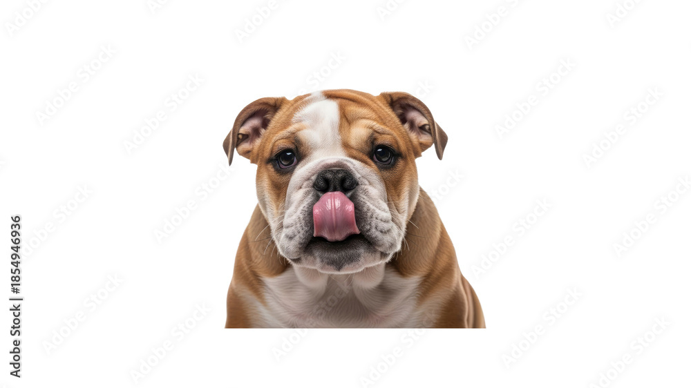 Obraz premium Cute English Bulldog Puppy Licking Nose