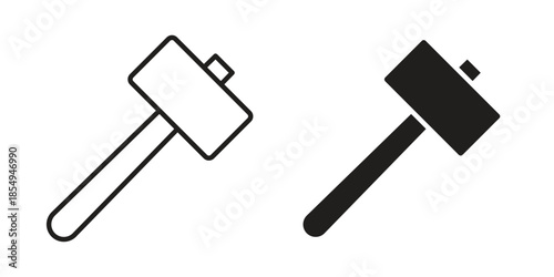 Wooden mallet icons or logo design isolated sign symbol vector illustration - high quality line style vector