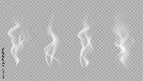 Realistic steam or smoke on hot tea, coffee, food. PNG Stock royalty free