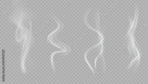 Realistic steam or smoke on hot tea, coffee, food. PNG Stock royalty free