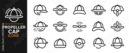 Fun propeller hat outline icon collection