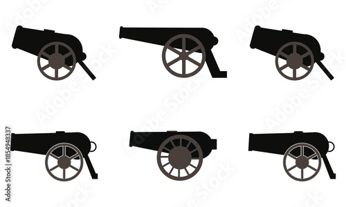 Collection of Historical Cannon Weapon Silhouettes