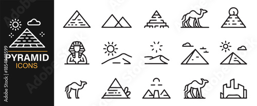 Geography and desert landscape minimal icon set