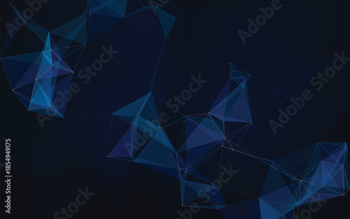 Abstract Technology Background of Blue Polygonal Mesh Network