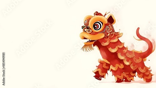 Colorful Lion Dance Performance During Cultural Festival Celebration
