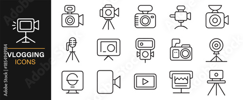 Influencer and video recording minimal icon set