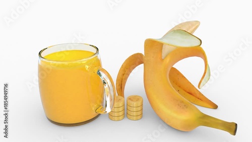 banana juice on white background
