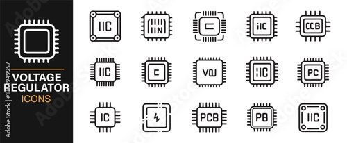 Power control and electronic hardware line symbols set