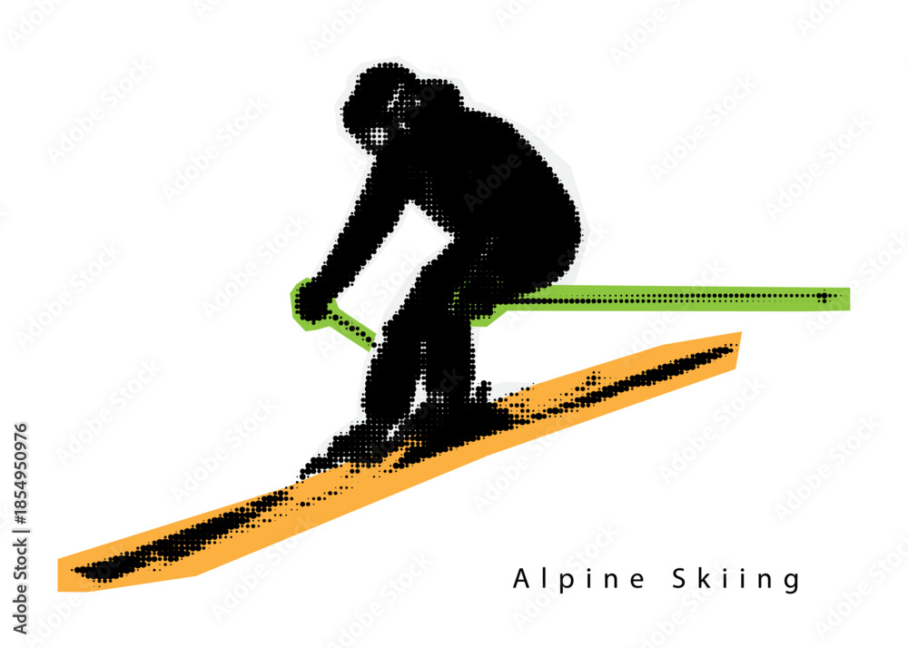 Naklejka premium Alpine Skiing halftone. vector illustration