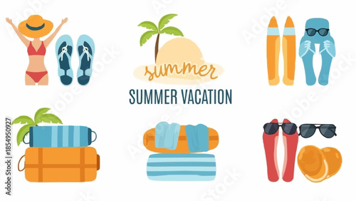 Summer Vacation Beach Essentials Collection.