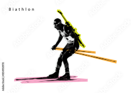 Biathlon halftone design element. vector illustration