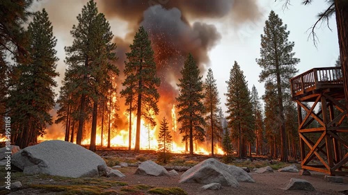 Observing a Forest Fire in a Pine Forest From a Safe Distance