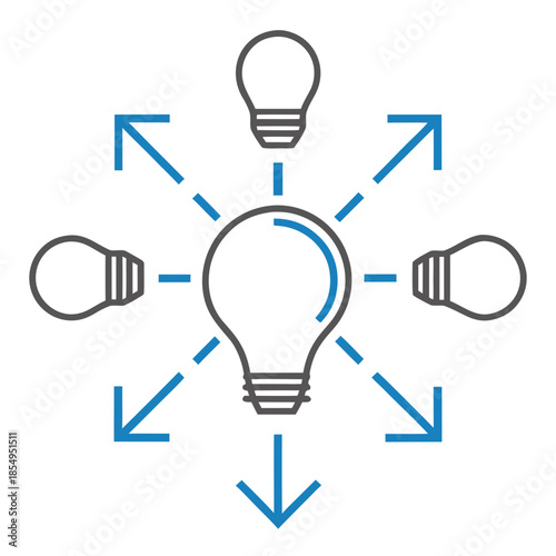 Innovation Concept With Light Bulbs And Connection Lines, Idea Generation, Creative Solutions