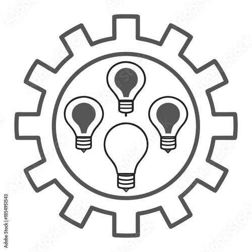 Innovation Concept With Lightbulbs And Gears, Creative Ideas For Business Solutions