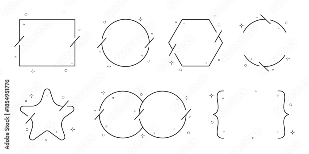 Fototapeta premium Geometric Abstract Shapes Outline Set Minimalist Line Art