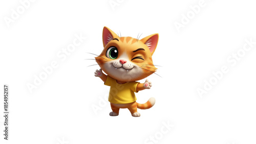 Cartoon winking cat with outstretched arms