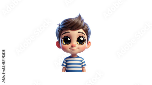 Cute boy cartoon character with striped shirt
