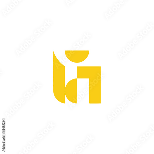 Modern abstract logo design concept with geometric shapes and vibrant yellow color on a clean white background
