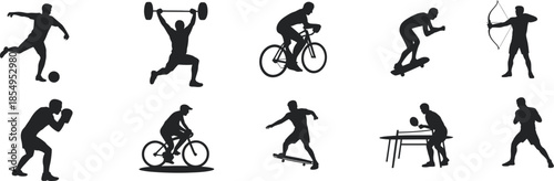 Collection of Silhouettes Representing Various Sports and Activities
