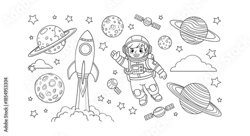 Astronaut exploring the cosmos Vector, illustration