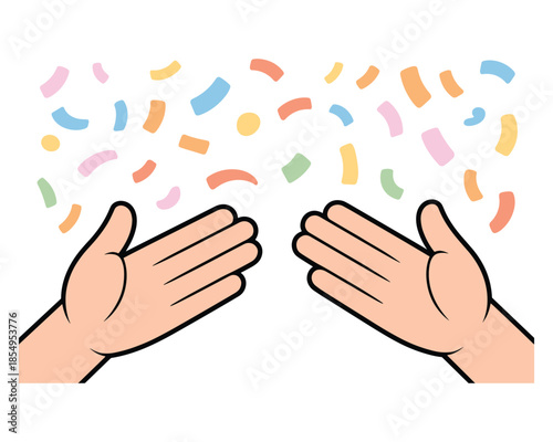 Hands Clapping with Colorful Confetti Celebration