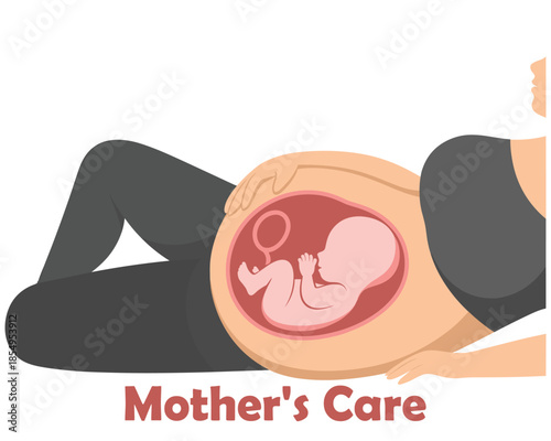 Pregnant Woman Caring for Baby in Womb Illustration