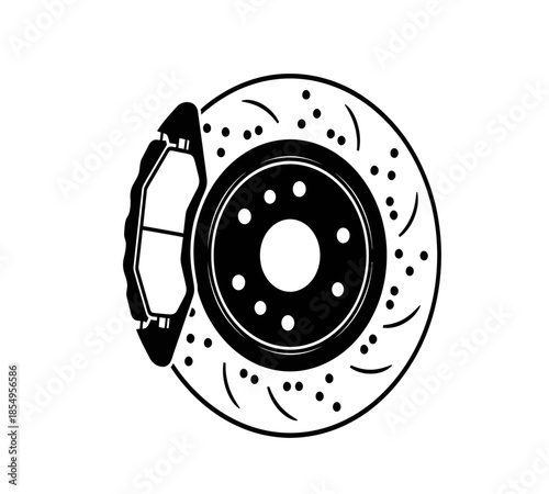 Detailed illustration of a car s disc brake system showing the rotor and caliper