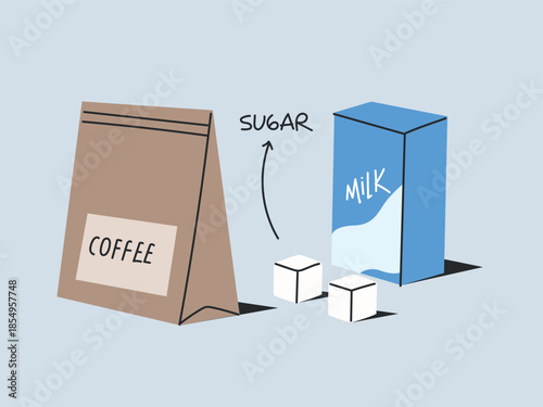 Coffee package and milk package with sugar