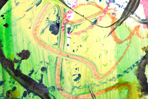 Wild abstract paint and pencil lines splashes vibrant art background