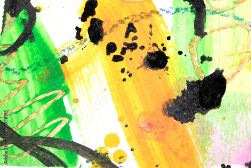 Wild abstract paint and pencil lines splashes vibrant art background