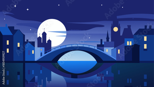 Cityscape under moonlit night